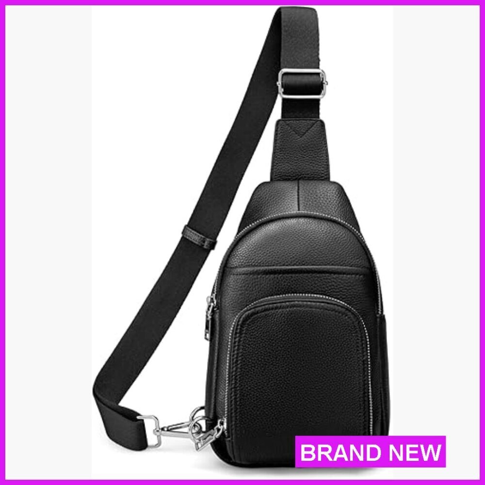 Genuine Leather Crossbody Sling Bag Anti-Theft RFID Wallet Multi-Pocket Chic